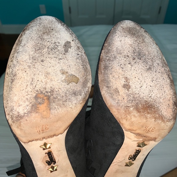 GUCCI Suede Fringe Trim Accent Lace-Up Ankle Boots Booties with extra heels! - Picture 7 of 8